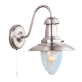 Hooded Dome Satin Steel Wall Light