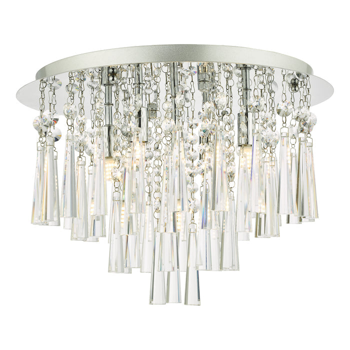 Iclyn 5 Light Flush Polished Chrome Crystal<br>Polished Chrome