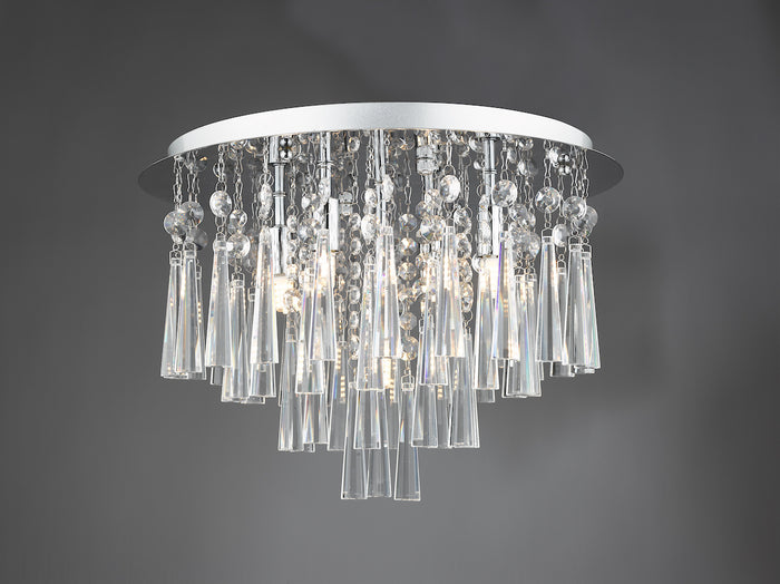 Iclyn 5 Light Flush Polished Chrome Crystal<br>Polished Chrome