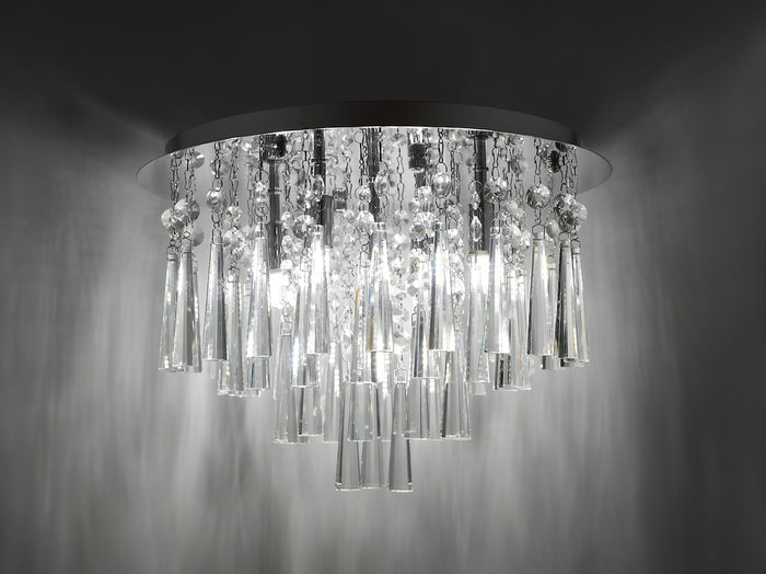 Iclyn 5 Light Flush Polished Chrome Crystal<br>Polished Chrome