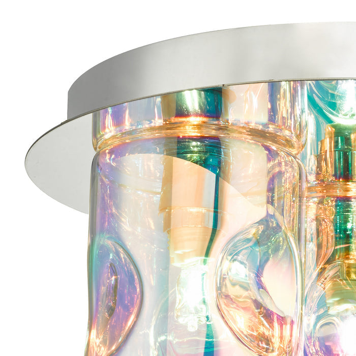 Inter 3 Light Flush Pol Chrome & Iridised Glass<br>Polished Chrome