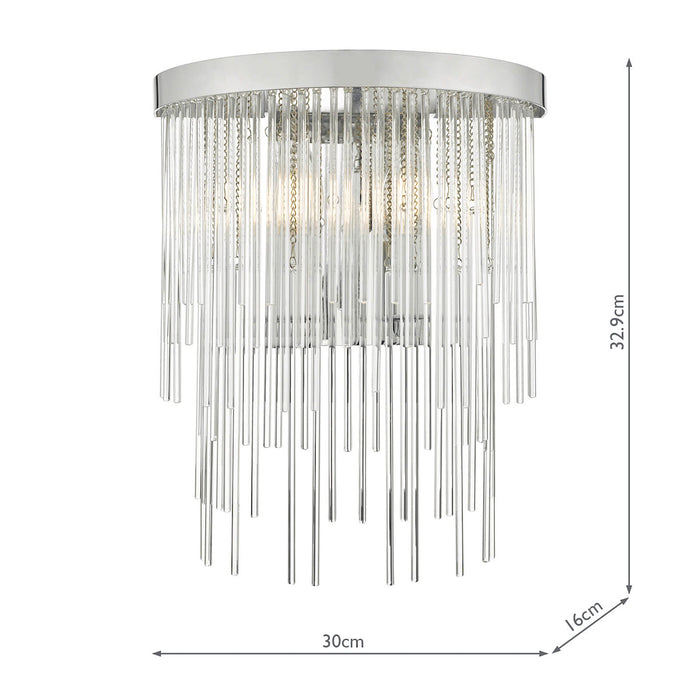 Isla 2 Light Wall Light Polished Chrome And Clear Glass<br>Glass