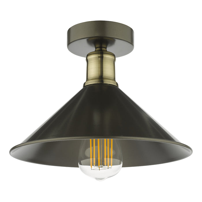 Jalen 1 Light Flush Graphite Antique Brass<br>Matt Grey