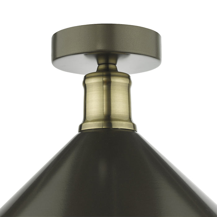 Jalen 1 Light Flush Graphite Antique Brass<br>Matt Grey