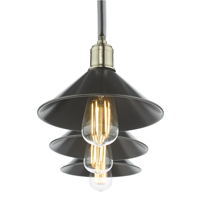Jalen 3 Light Bar Pendant Graphite Antique Brass<br>Matt Grey