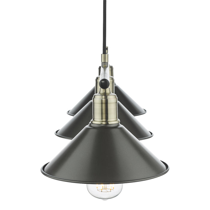 Jalen 3 Light Bar Pendant Graphite Antique Brass<br>Matt Grey