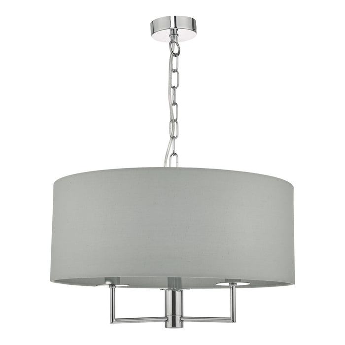 Jamelia 3 Light Pendant Polished Chrome & Grey<br>Polished Chrome