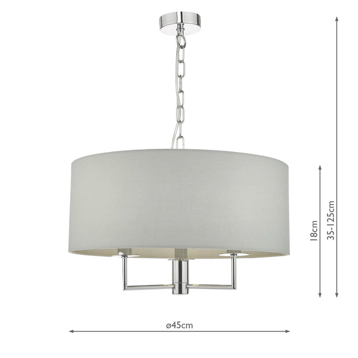 Jamelia 3 Light Pendant Polished Chrome & Grey<br>Polished Chrome