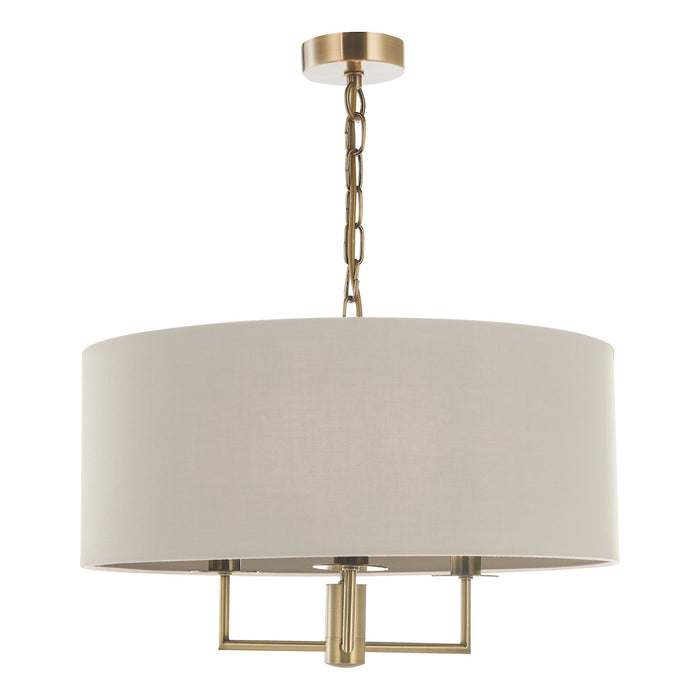 Jamelia 3 Light Shadelier Antique Brass Taupe Shade<br>Antique Brass