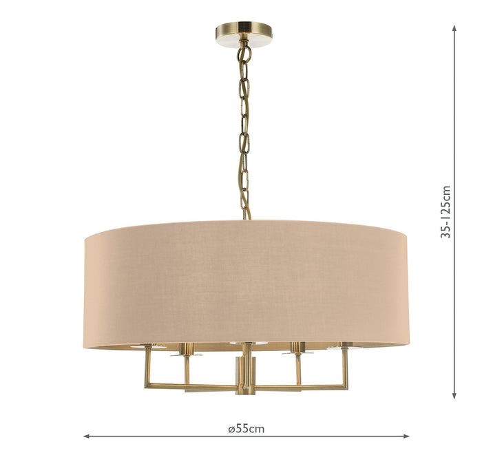 Jamelia 5 Light Shadelier Antique Brass Taupe Shade<br>Antique Brass