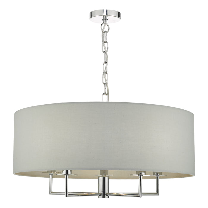Jamelia 5lt Pendant Polished Chrome & Grey<br>Polished Chrome