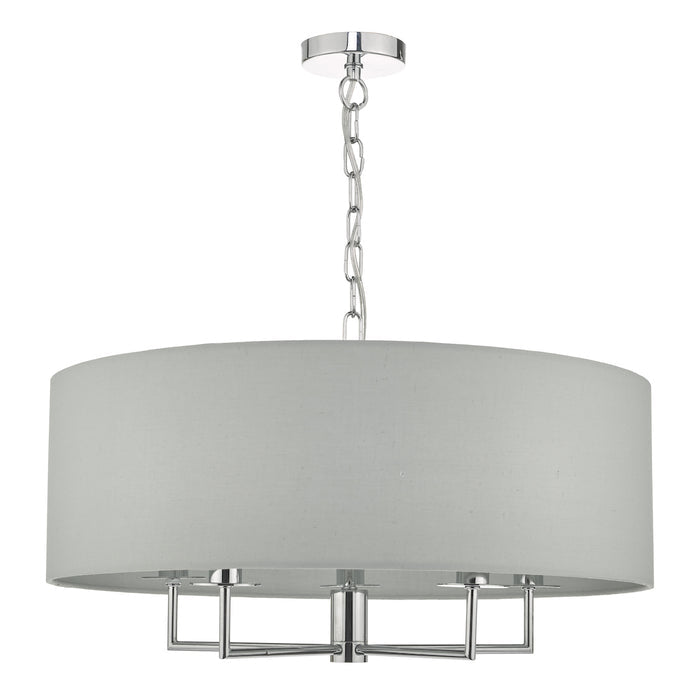 Jamelia 5lt Pendant Polished Chrome & Grey<br>Polished Chrome