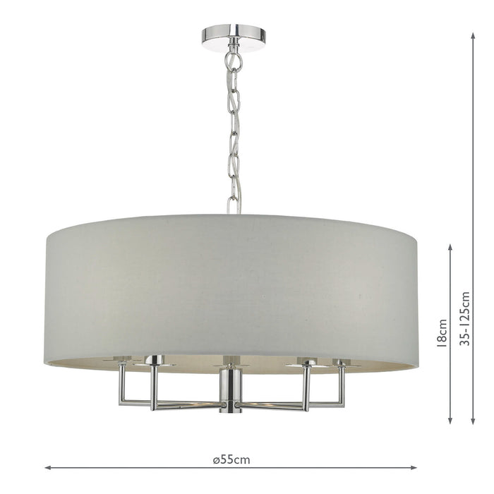 Jamelia 5lt Pendant Polished Chrome & Grey<br>Polished Chrome