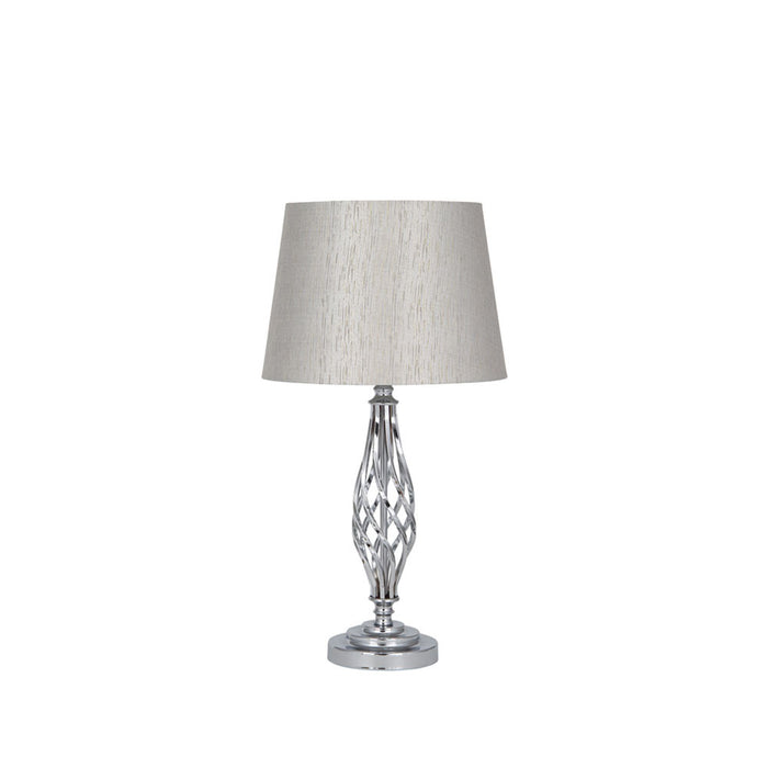 Jenna Silver Metal Twist Detail Table Lamp with Shade