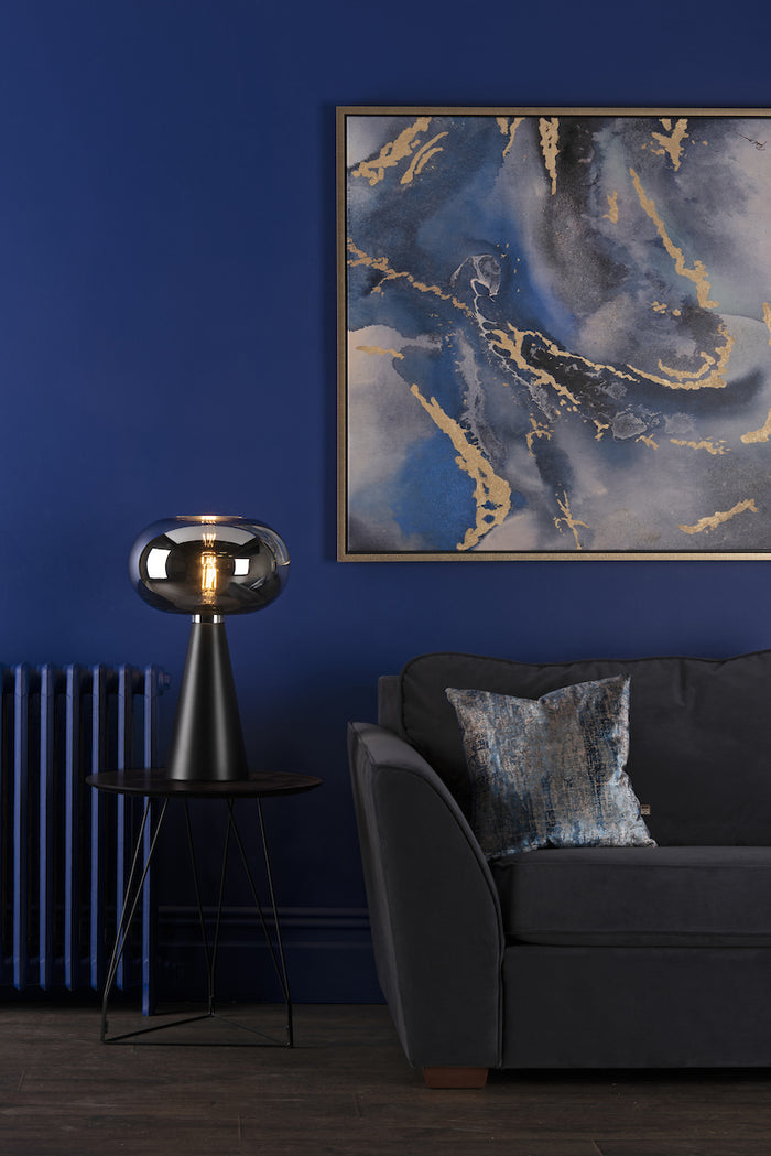 Jensen Table Lamp Smoked Glass Satin Black<br>Smoked Glass