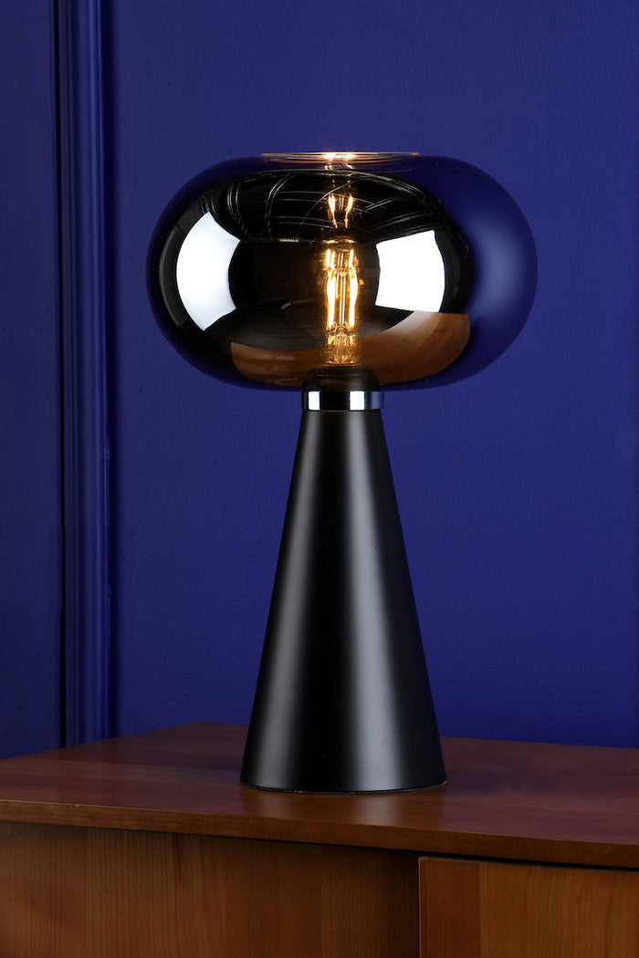 Jensen Table Lamp Smoked Glass Satin Black<br>Smoked Glass