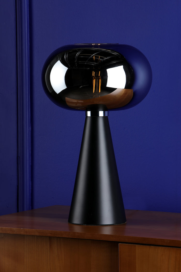 Jensen Table Lamp Smoked Glass Satin Black<br>Smoked Glass