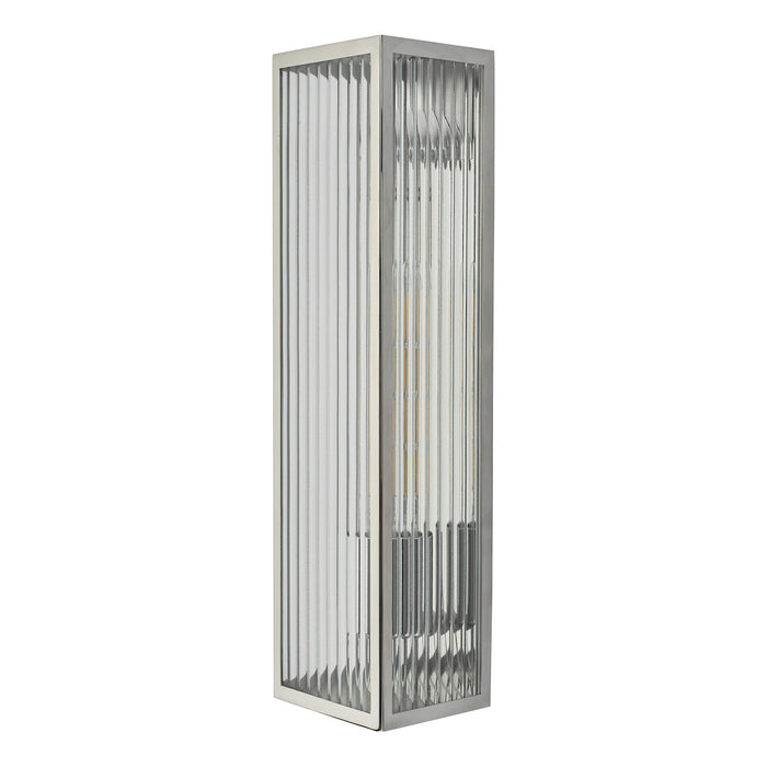 Keegan Large Bathroom Wall Light Polished Stainless Steel Glass IP44<br>Polished Stainless Steel