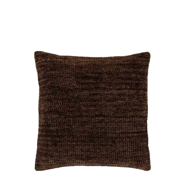 Kendal Chenille Cushion Brown - Feather Filled