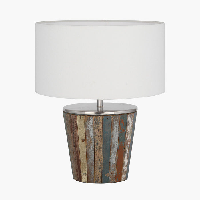 Kerala Distressed Wooden Table Lamp with Shade