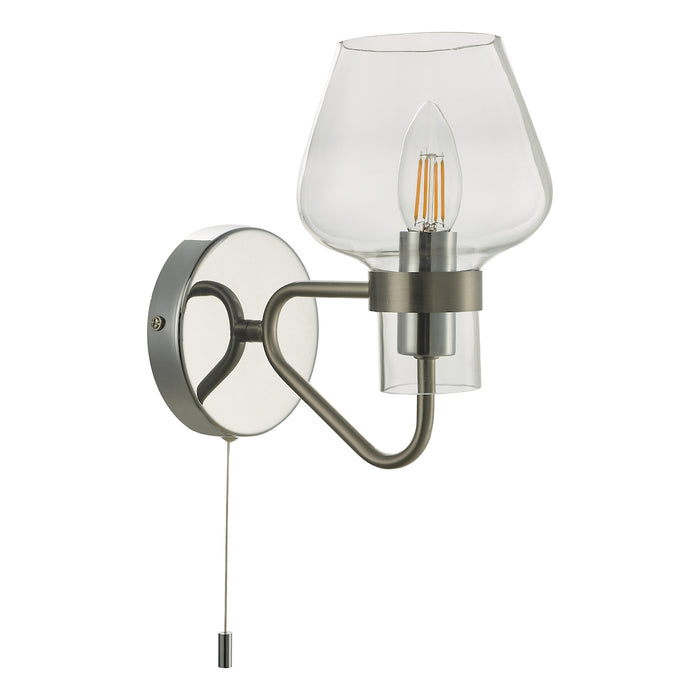 Keta Wall Light Satin Chrome Glass<br>Satin Chrome