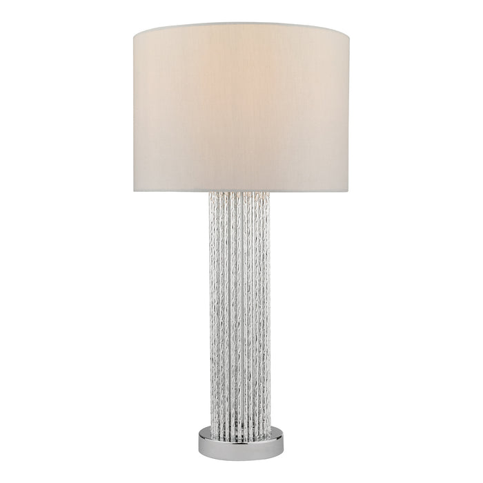 Lazio Table Lamp Polished Chrome Silver Rod With Faux Silk Shade <br>Satin Silver