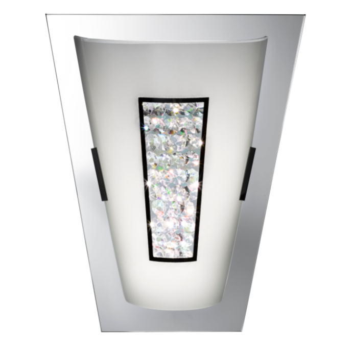 LED Wall Light with White Glass Shade and Crystal Inner Decoration (Suitable for Bathrooms)