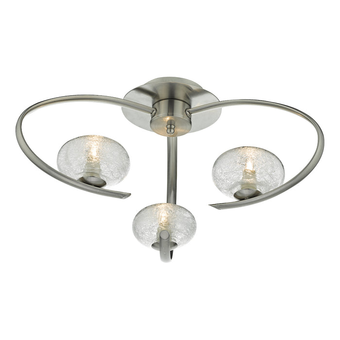 Leighton 3 Light Semi Flush Satin Chrome Glass<br>Satin Chrome