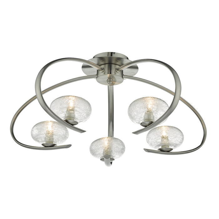 Leighton 5lt Semi Flush Satin Chrome & Sugar Cane Glass<br>Satin Chrome