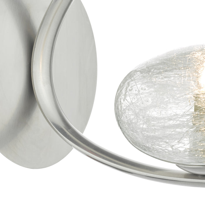 Leighton Wall Light Satin Chrome & Sugar Cane Glass<br>Satin Chrome