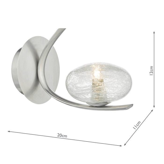 Leighton Wall Light Satin Chrome & Sugar Cane Glass<br>Satin Chrome