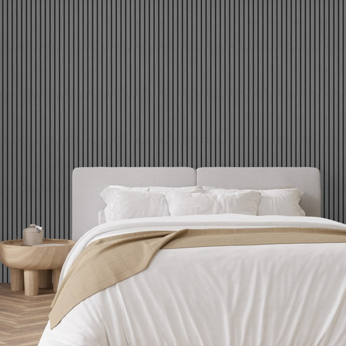 Light Grey Premium Decorative Acoustic Slat Wall Panel - 2400mm x 600mm