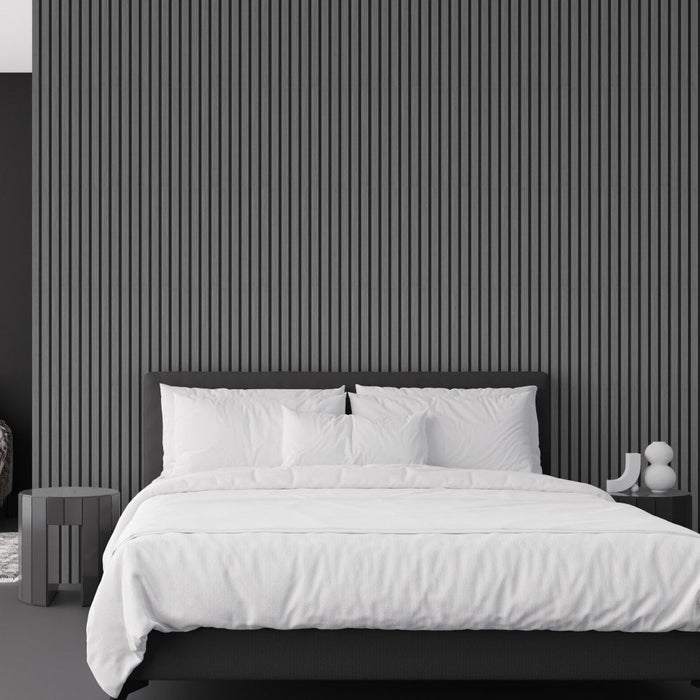 Light Grey Premium Decorative Acoustic Slat Wall Panel - 2400mm x 600mm