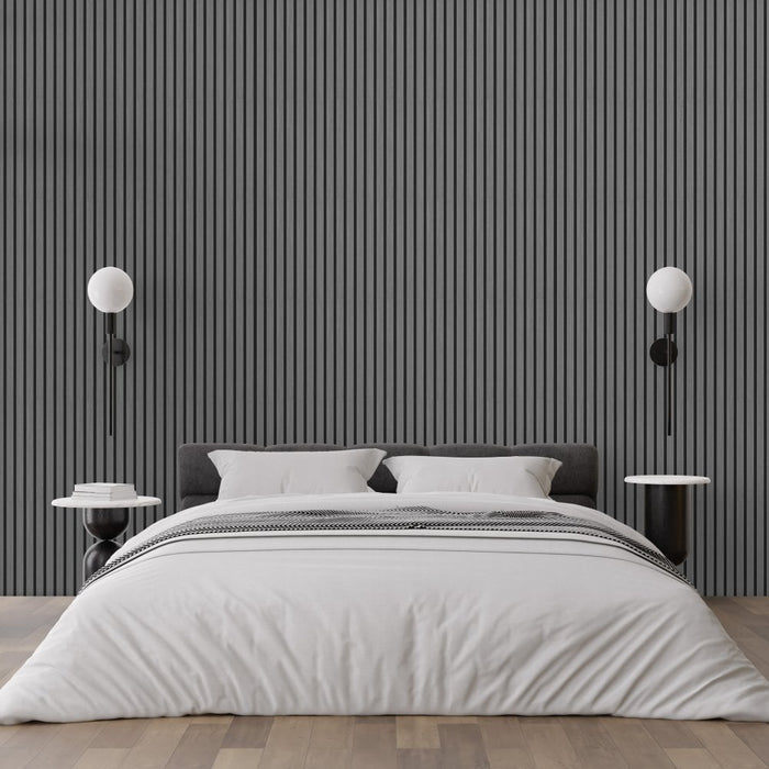 Light Grey Premium Decorative Acoustic Slat Wall Panel - 2400mm x 600mm