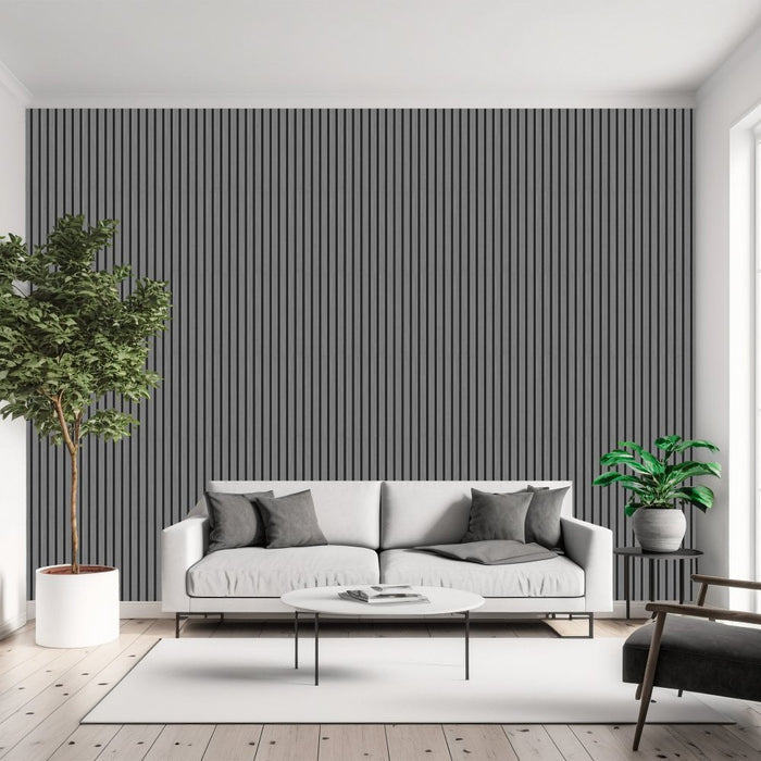 Light Grey Premium Decorative Acoustic Slat Wall Panel - 2400mm x 600mm