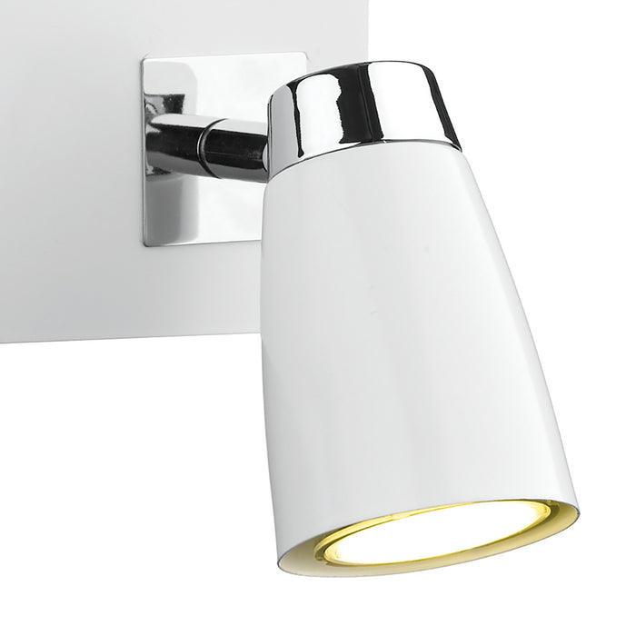 Loft 2 Light Wall Spotlight Matt White Polished Chrome<br>Matt White