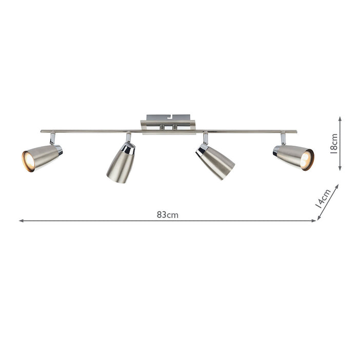 Loft 4 Light Bar Spotlight Satin & Polished Chrome<br>Satin Chrome