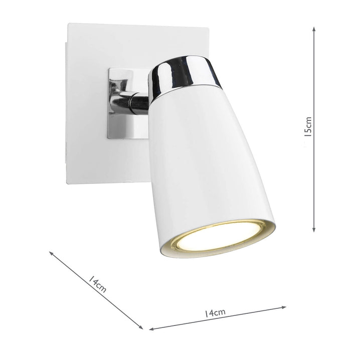 Loft Single Wall Spotlight Matt White Polished Chrome<br>Matt White