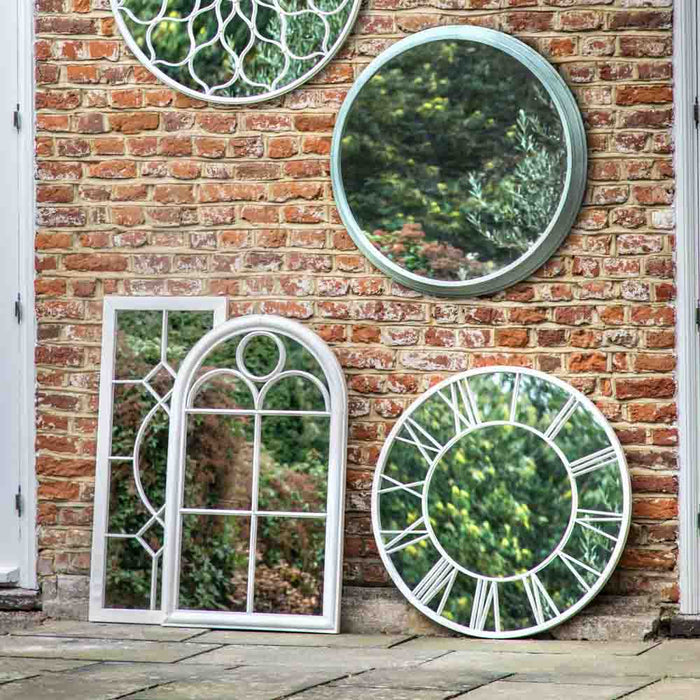 Longfield Outdoor Mirror Distressed White