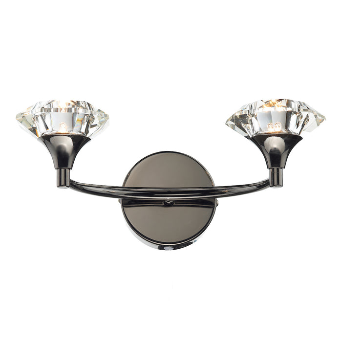 Luther 2 Light Wall Light Black Chrome Crystal<br>Polished Black Chrome
