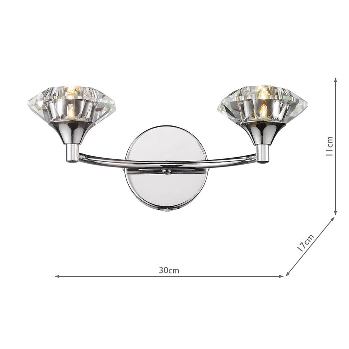 Luther 2 Light Wall Light Polished Chrome Crystal<br>Polished Chrome