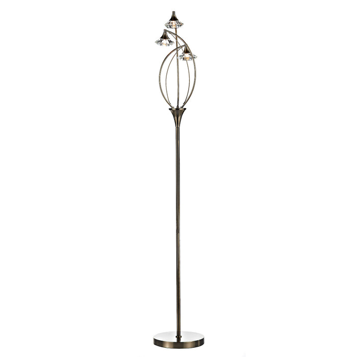 Luther 3 Light Floor Lamp Antique Brass Crystal<br>Antique Brass