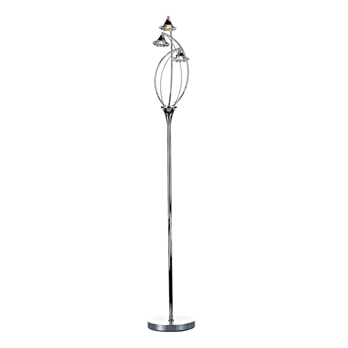 Luther 3 Light Floor Lamp Polished Chrome Crystal<br>Polished Chrome