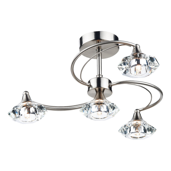 Luther 4 Light Semi Flush Satin Chrome CrystalSatin Chrome