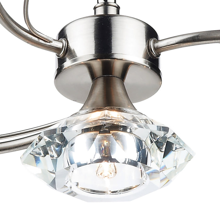 Luther 4 Light Semi Flush Satin Chrome CrystalSatin Chrome