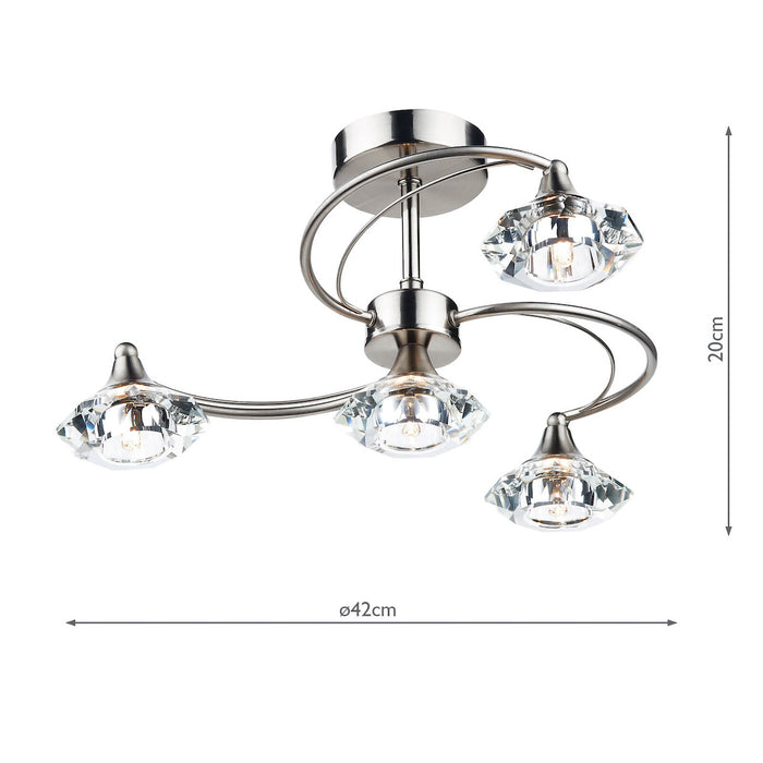 Luther 4 Light Semi Flush Satin Chrome CrystalSatin Chrome