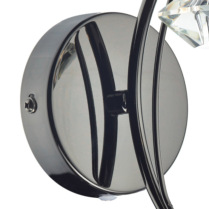 Luther Wall Light Black Chrome Crystal<br>Polished Black Chrome