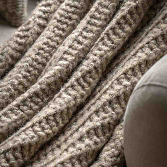 Luxury Melange Knit Throw Oatmeal