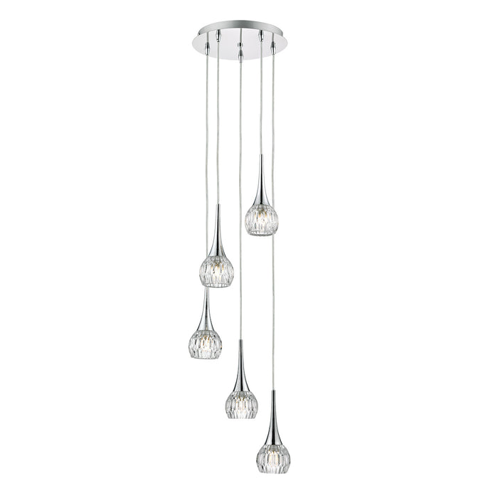 Lyall 5 Light Pendant Polished Chrome Glass<br>Polished Chrome