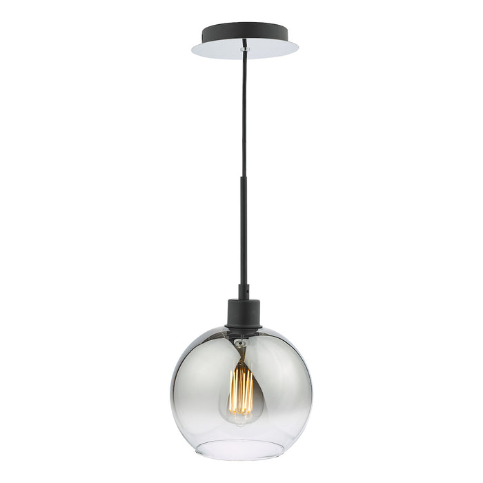 Lycia 1 Light Single Pendant Matt Black Ombre Smoked Glass<br>Matt Black
